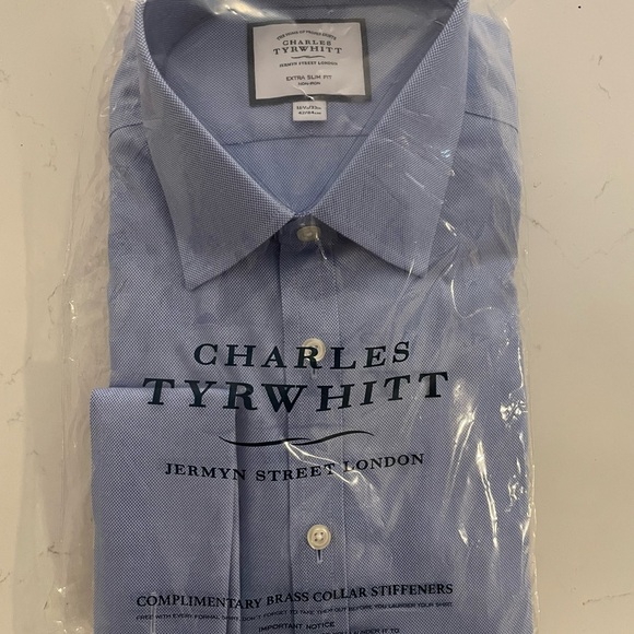 Charles Tyrwhitt Extra Slim Fit Light Blue Dress Shirt - French Cuff - Picture 2 of 5